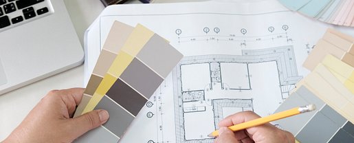 graphic-design-color-swatches-pens-desk-architectural-drawing-with-work-tools-accessories