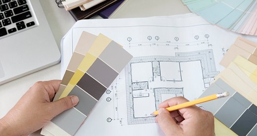 graphic-design-color-swatches-pens-desk-architectural-drawing-with-work-tools-accessories